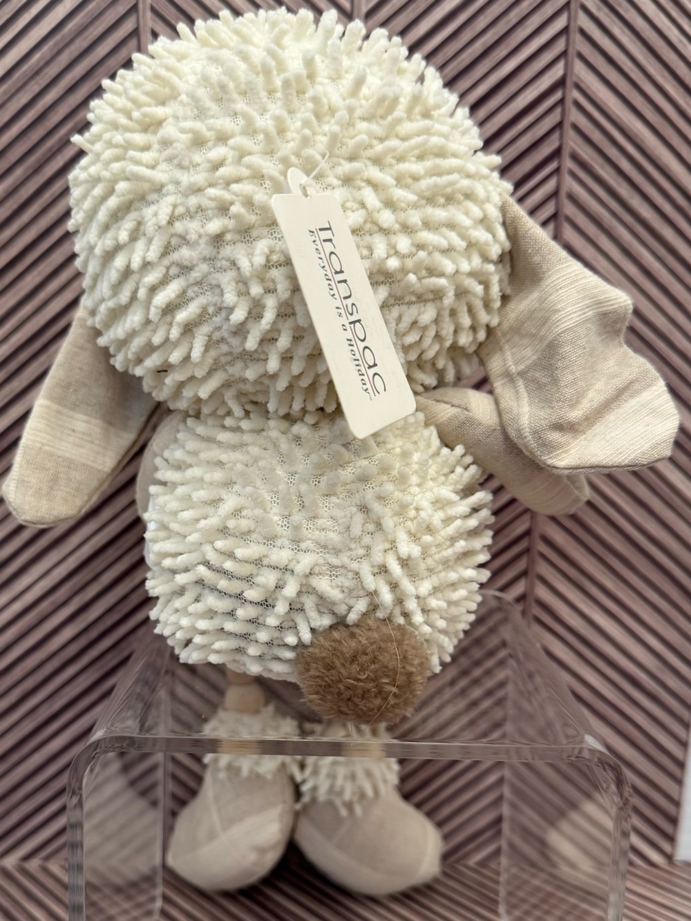 Plush Cream Lamb Decorative Shelf Sitter with Beaded Legs - Picture 5 of 6